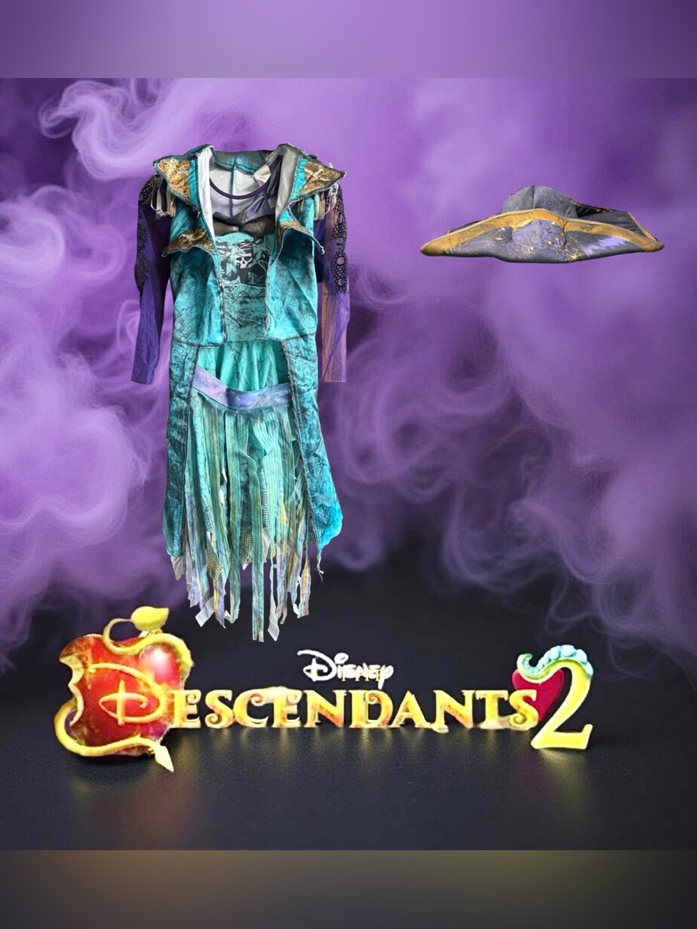 Disney Descendants 2 Uma Teal & Purple Kids Costume Size 10-12 Large
